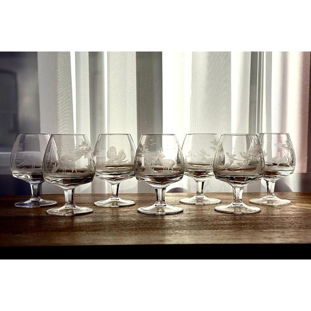 Vintage Hand Blown Cognac Glasses, Set of 7 For Sale - Image 12 of 12
