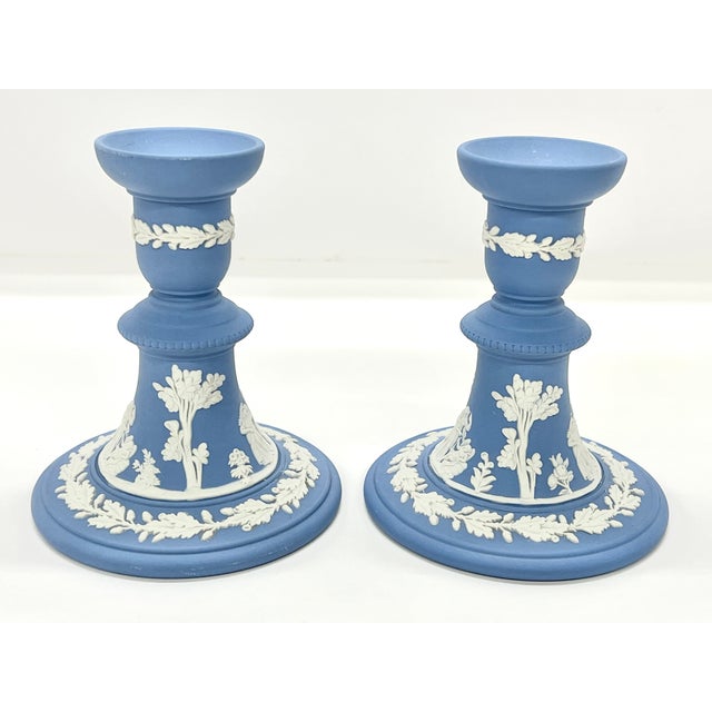 Stone Wedgwood Jasperware Neoclassical Candlestick Holders For Sale - Image 7 of 7