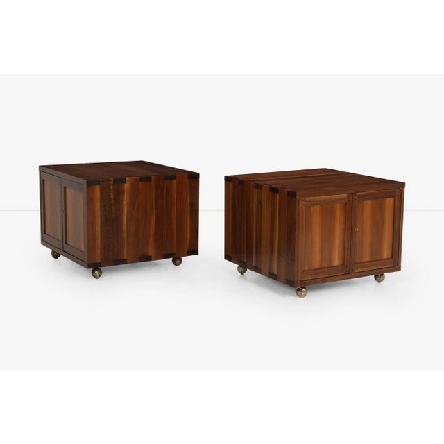 1950s Edward Wormley for Dunbar Janus Group, Pair of Bedside Tables on Casters 1958 For Sale - Image 5 of 12