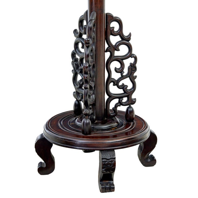 1920s Vintage Chinese Floor Lamp in Carved Wood, 1920 For Sale - Image 5 of 6