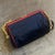 1970s Amazing Blue and Red Velvet and Brass Italian Shoulder Bag For Sale - Image 12 of 16