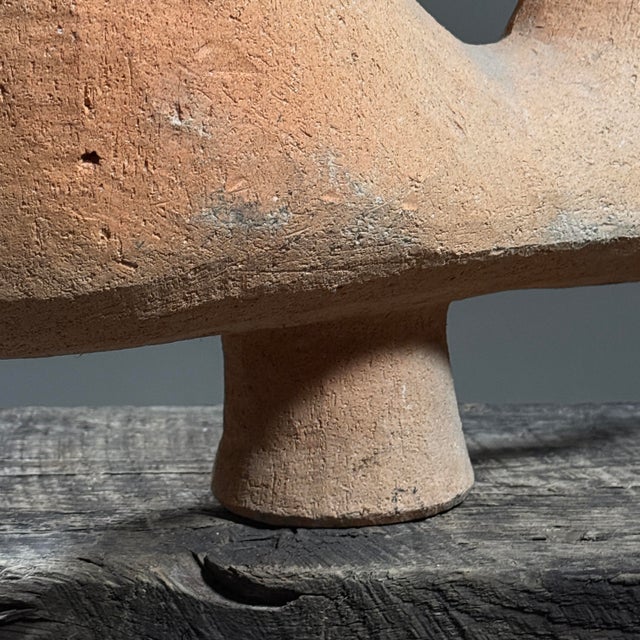 Vintage Japanese Monumental Hand Built Unglazed Modernist Earthenware Vessel, Signed For Sale - Image 12 of 12