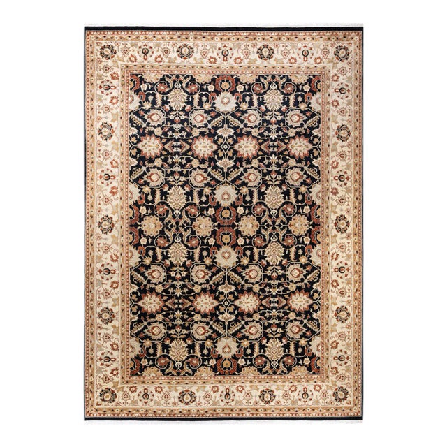 Mogul, One-of-a-Kind Hand-Knotted Area Rug in Black , 9' 0" x 12' 5" For Sale