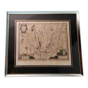 Dutch Print “Description Du Blaisois” in Italian Frame With Mirrors