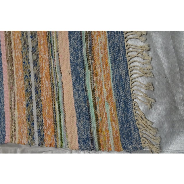 A hand made Swedish rag rug found at a state auction in Dalarna Sweden.