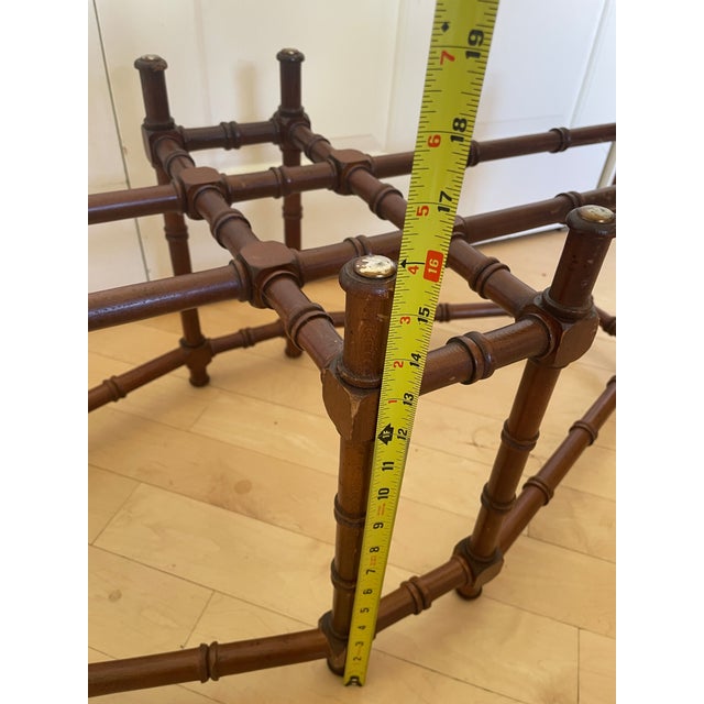 Vintage Hollywood Regency Style Faux Bamboo Coffee Table Base in a Dark Wood For Sale In Chicago - Image 6 of 8