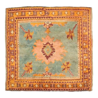Square Antique Oushak Rug - 3'8" x 4'2" For Sale
