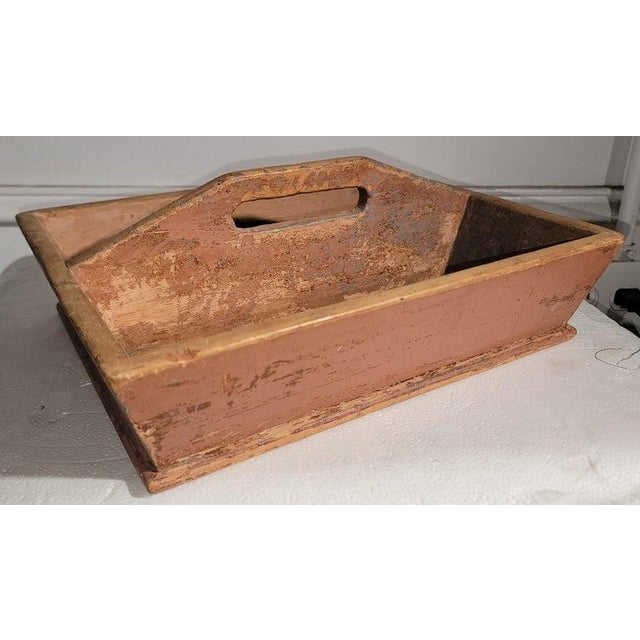 Rustic 19Thc Original Salmon Painted Cutlery ( Knife Box ) For Sale - Image 3 of 8