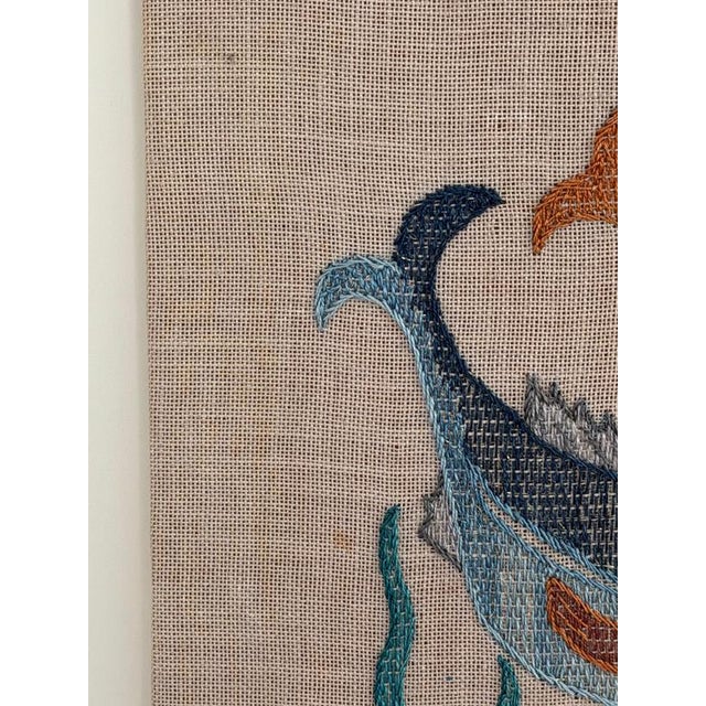 Beige Mid-Century Modern Maritime Wall Art with Embroidered Fish, Sweden, 1970s For Sale - Image 8 of 14