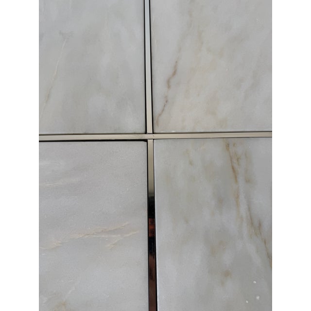 1970s Leon Rosen for Pace Collection Portuguese Marble & Polished Stainless Steel Coffee Table For Sale - Image 11 of 13