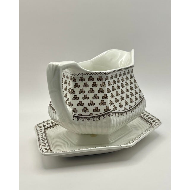 Ceramic Vintage Wm. Adams & Sons “Sharon” Ironstone Sauce Boat For Sale - Image 7 of 10