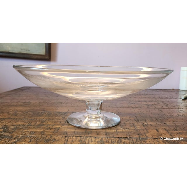 Contemporary Vintage Glass Footed Centerpiece Compote Bowl, 20th Century For Sale - Image 3 of 5