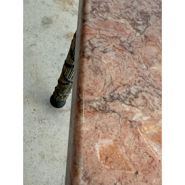 Early 20th Century Neoclassical Pink Marble Top Side Table With Gilt Metal Legs, European For Sale - Image 5 of 12