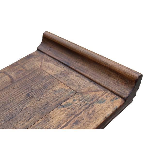 Antique Chinese Ming-Style Altar Console With Pierced Cloud-Scroll Spandrels & Oxblood Patina For Sale - Image 15 of 18