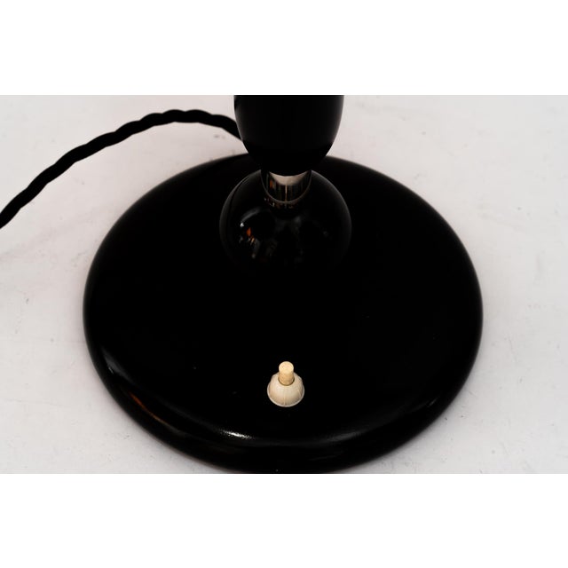 Large Wood and Nickel Table Lamp with Fabric Shade, 1920s For Sale - Image 6 of 16