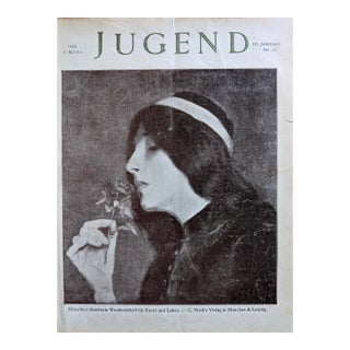Original 1898 Jugend Magazine Cover No. 10 by Eugen Spiro – Woman With Rose – German Art Nouveau Print For Sale