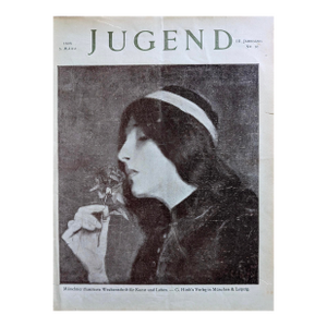 Original 1898 Jugend Magazine Cover No. 10 by Eugen Spiro – Woman With Rose – German Art Nouveau Print