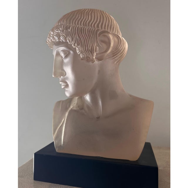 The neoclassical bust of a masculine Greek youth, late 20th century. Translucent resin - not dissimilar from alexandrite...