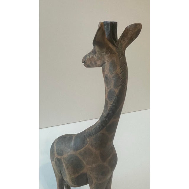 Vintage African Hand Carved Muhuhu Wood Giraffe For Sale - Image 11 of 12