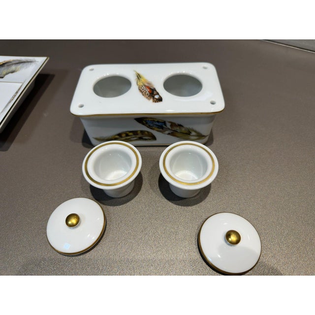 White Ashtray and Inkwell Set by Vista Alegre, Set of 2 For Sale - Image 8 of 15