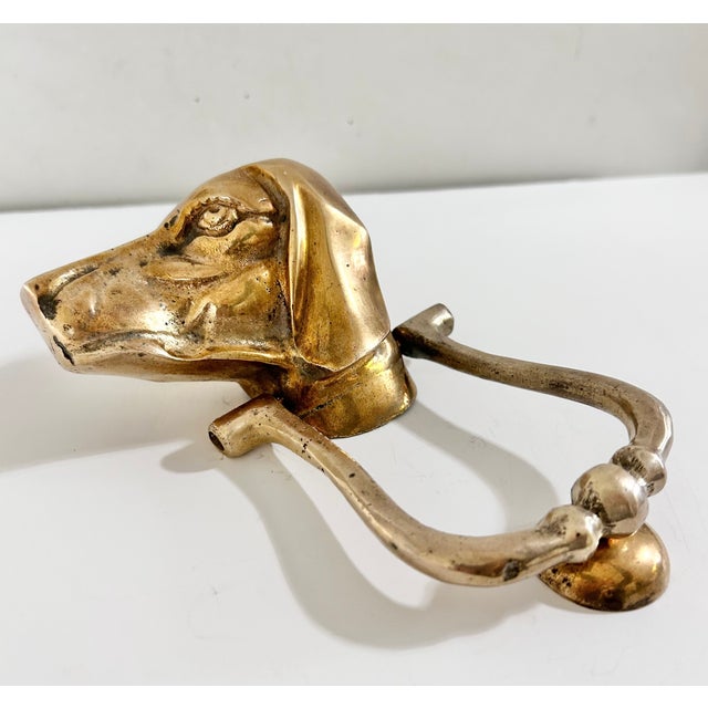 Vintage Solid Brass Hound Dog Door Knocker, Sporting Dog Entry Hardware For Sale In Louisville - Image 6 of 10