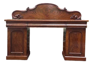 Late 19th Century English Mahogany Double Pedestal Sideboard/Console