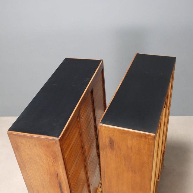 Vintage Rolling Shutter Cabinet in Walnut Veneer, Italy, 1950s For Sale - Image 6 of 8