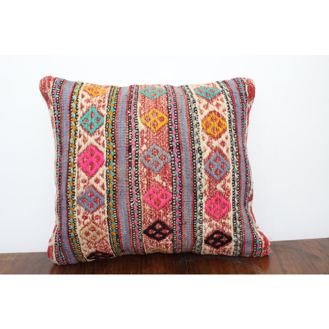 Colorful Turkish Kilim Decorative Pillow Cover - 13"x15" For Sale - Image 11 of 11