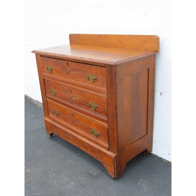 Victorian Victorian Late 1800s Solid Oak Dresser 6886 For Sale - Image 3 of 16