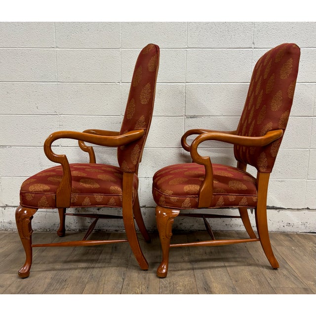 Vintage American of Martinsville Queen Anne Style Gooseneck Arm Chairs - Pair For Sale - Image 9 of 13