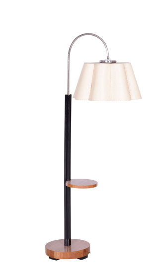 Art Deco Floor Lamp in Walnut and Oak attributed to Jindřich Halabala for Up Závody, Former Czechoslovakia, 1930s