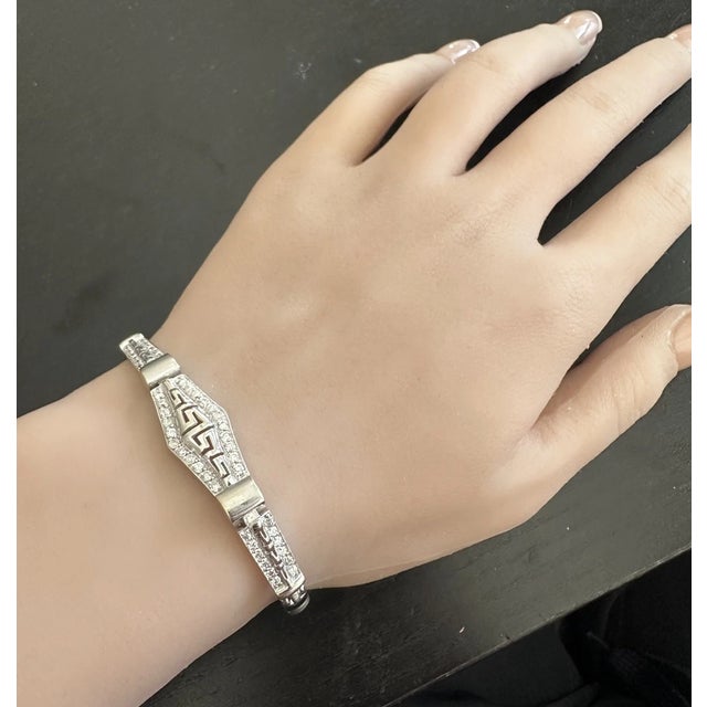 Stunning Natural Diamond 14k Solid White Gold Bracelet For Sale - Image 9 of 9