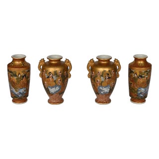 Set of Four Japanese Satsuma Earthenware Vases, Meiji–Taisho Period (1900-1920) For Sale