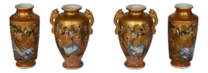 Set of Four Japanese Satsuma Earthenware Vases, Meiji–Taisho Period (1900-1920)