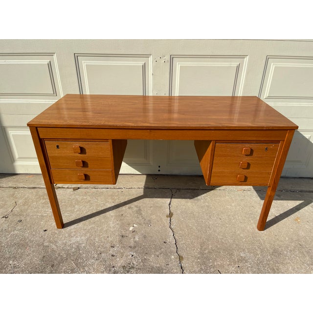 1960s Mid-Century Danish Teak Writing Desk by Domino Mobler For Sale - Image 9 of 13
