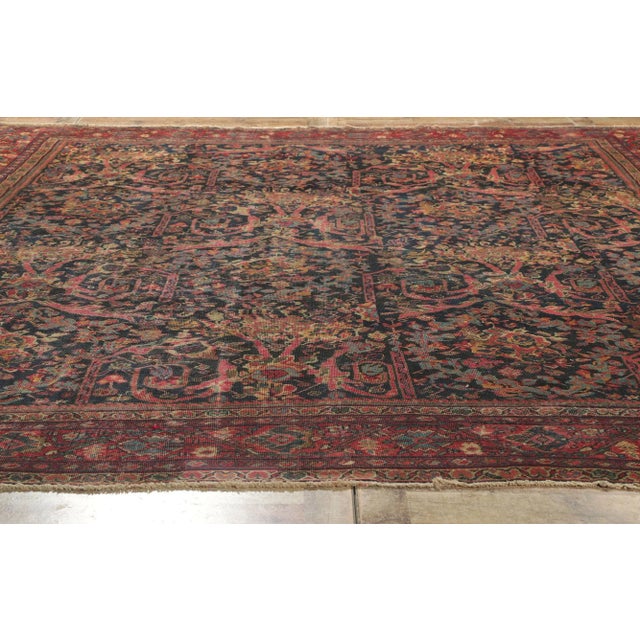 Navy Blue Early 20th Century Antique Persian Mahal Rug, 10'06 X 13'04 For Sale - Image 8 of 11