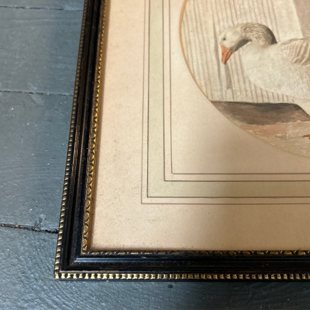 1930’s Original Rustic Goose on Farm Watercolor Painting For Sale - Image 4 of 5