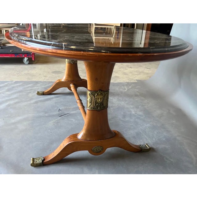 Early 20th Century Early 20th Century Art Deco Period Walnut and Marble Table With Bronze Appliqués For Sale - Image 5 of 9