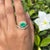 Heart Cut Green Emerald and Diamond Ring in 18k Yellow Gold Size 7 ( All Sizes Available) For Sale - Image 11 of 16