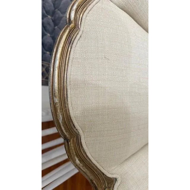 Cream Pair of Early 20th Century Louis XV–Style Wingback Bergère Chairs With Gilt Frames For Sale - Image 8 of 16
