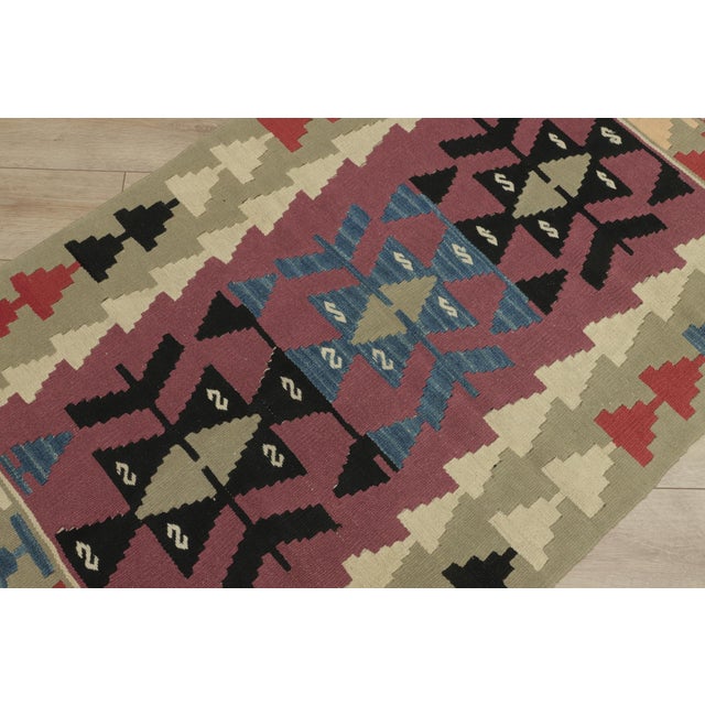 1970s Farmhouse Style Geometric Design Pink Oushak Kilim Rug For Sale - Image 9 of 13