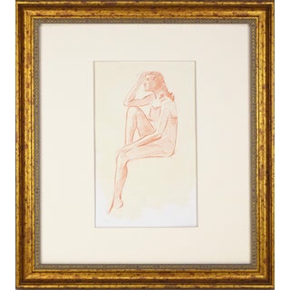 Mid 20th Century Conté Figure Study of a Female Partial Nude by Robert Whitmore For Sale