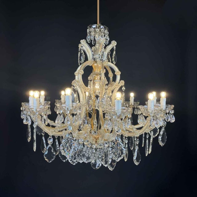 Antique Italian Maria Theresa Style Crystal Chandelier, 1950s For Sale - Image 11 of 15