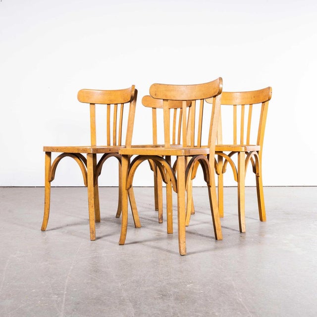 1950s Bentwood Tri Back Dining Chairs in Honey from Baumann, 1950s, Set of 4 For Sale - Image 5 of 10
