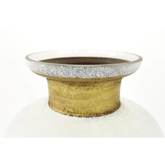 Mid Century Frosted Art Glass With Gold Vase For Sale - Image 9 of 11