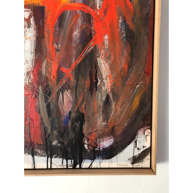 2010s Original Abstract Painting by Erik Sulander 29x40x2.5 Oak Frame Signed For Sale - Image 5 of 6