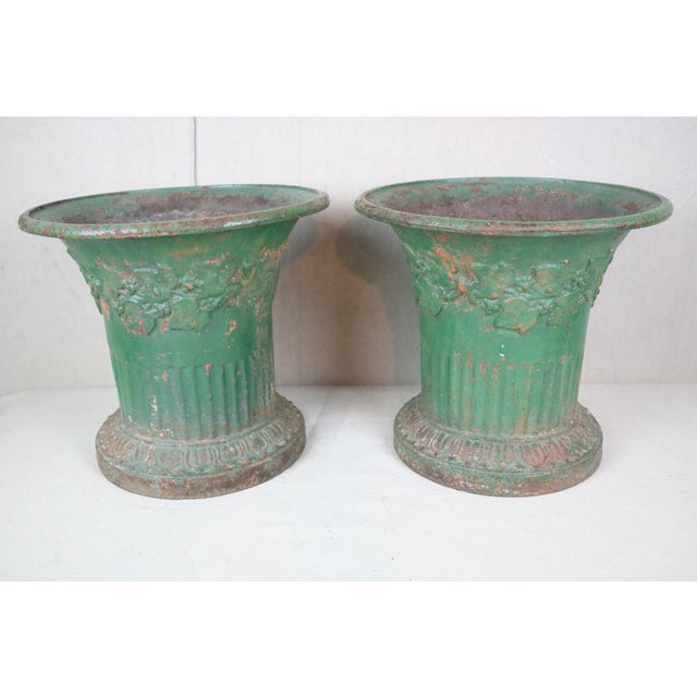 19th Century Louis XVI Style Cast Iron Planters, a Pair For Sale - Image 10 of 10