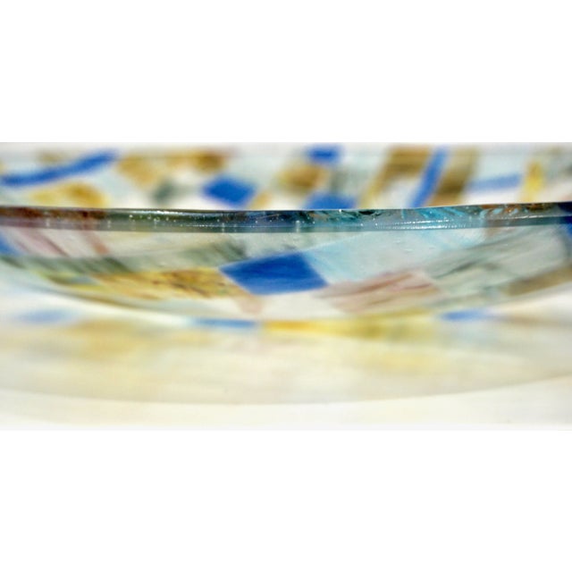 Metal Contemporary Italian Blue, Pink ,Yellow, Copper Murano Art Glass Mosaic Centerpiece - in Showroom For Sale - Image 7 of 10