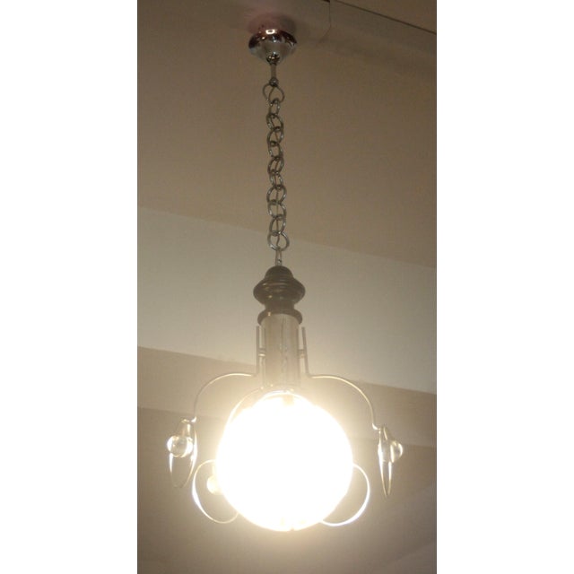 Vintage Italian Space Age Pendant in Stainless Steel and Glass, 1970s For Sale - Image 4 of 11