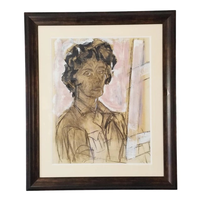 Vintage Abstract Female Portrait Painting For Sale
